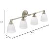 Moen YB2264BN Brantford 4-Light Dual-Mount Bathroom Vanity Fixture with Frosted Glass, Brushed Nickel(GRAY   WHITE)
