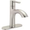 Moen Idris One-Handle Bathroom Faucet – Modern Deck Mount with Push-Down Drain – Optional 3-Hole Deckplate – 1.2 GPM (Brushed Nickel)(Brushed Nickel)