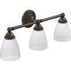 Moen YB2263BN Brantford 3-Light Dual-Mount Bath Bathroom Vanity Fixture with Frosted Glass, Brushed Nickel(Oil-Rubbed Bronze)