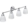 Moen YB2264BN Brantford 4-Light Dual-Mount Bathroom Vanity Fixture with Frosted Glass, Brushed Nickel(Chrome)