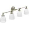 Moen YB2264BN Brantford 4-Light Dual-Mount Bathroom Vanity Fixture with Frosted Glass, Brushed Nickel(GRAY   WHITE)