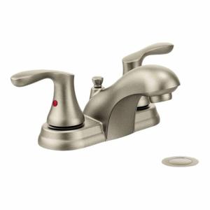 Cleveland Faucet Group 40225BN Cornerstone Low Arc Bathroom Faucet, Two Handle, with Pop-Up, Brushed Nickel, 1.2 GPM, 5.3 ” x 8.1 ” x 6.9″