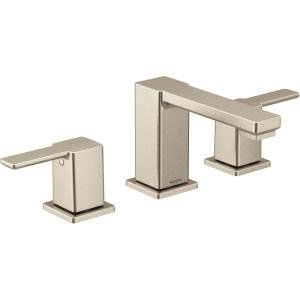Moen 90 Degree Brushed Nickel Two-Handle Widespread Modern Bathroom Faucet, Valve Included, TVS6721BN