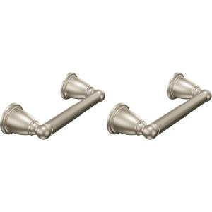 Moen Brantford Traditional Brushed Nickel Spring-Loaded Wall Mounted Toilet Paper Holder, YB2208BN(1 Count (Pack of 2))