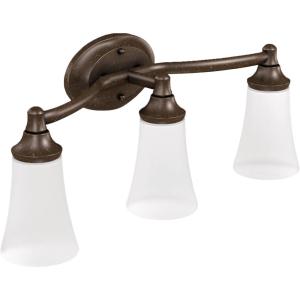 Moen Eva Brushed Nickel 3-Light Dual-Mount Bathroom Vanity Fixture, Bath Lighting with Frosted Glass, YB2863BN(Oil-Rubbed Bronze)