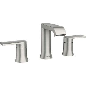 Moen M84763SRN Genta 1.2 GPM Widespread Bathroom Faucet with Pop-Up Drain Assembly and Duralock Technology