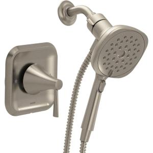 Moen Ronan Spot Resist Brushed Nickel Single-Handle Modern Shower Faucet with Square Handheld Rain Shower Spray Head Featuring Magnetix, Valve Included, 82023SRN