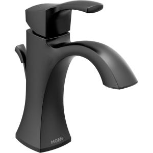 Moen Voss Matte Black One Handle Single Hole Bathroom Sink Faucet with Optional Deckplate, 6903BL