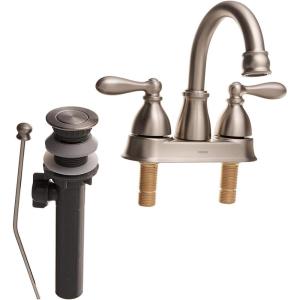 Moen WS84667SRN Caldwell Two-Handle Bathroom Faucet High Arc Lavatory Sink Centerset, Spot Resist Brushed Nickel