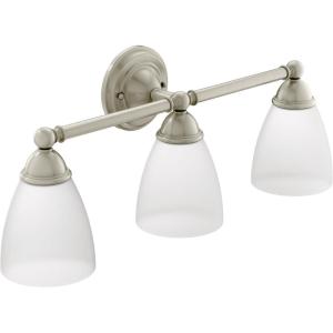 Moen YB2263BN Brantford 3-Light Dual-Mount Bath Bathroom Vanity Fixture with Frosted Glass, Brushed Nickel(Brushed Nickel)