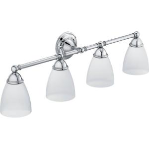 Moen YB2264BN Brantford 4-Light Dual-Mount Bathroom Vanity Fixture with Frosted Glass, Brushed Nickel(Chrome)