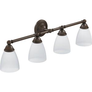 Moen YB2264BN Brantford 4-Light Dual-Mount Bathroom Vanity Fixture with Frosted Glass, Brushed Nickel(Oil-Rubbed Bronze)