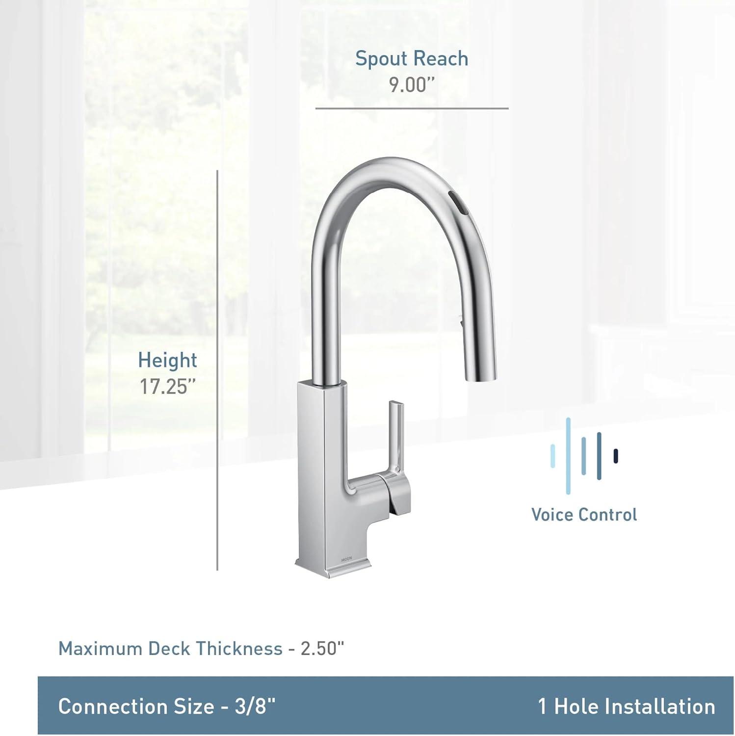 image:imageMoen S72308 STO OneHandle High Arc Pulldown Kitchen Faucet with Power Clean ChromeBrushed Gold