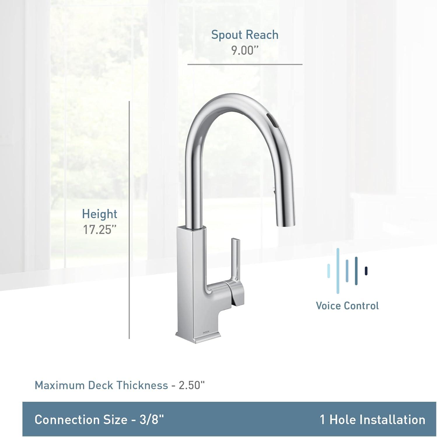 image:imageMoen S72308 STO OneHandle High Arc Pulldown Kitchen Faucet with Power Clean ChromeMatte Black
