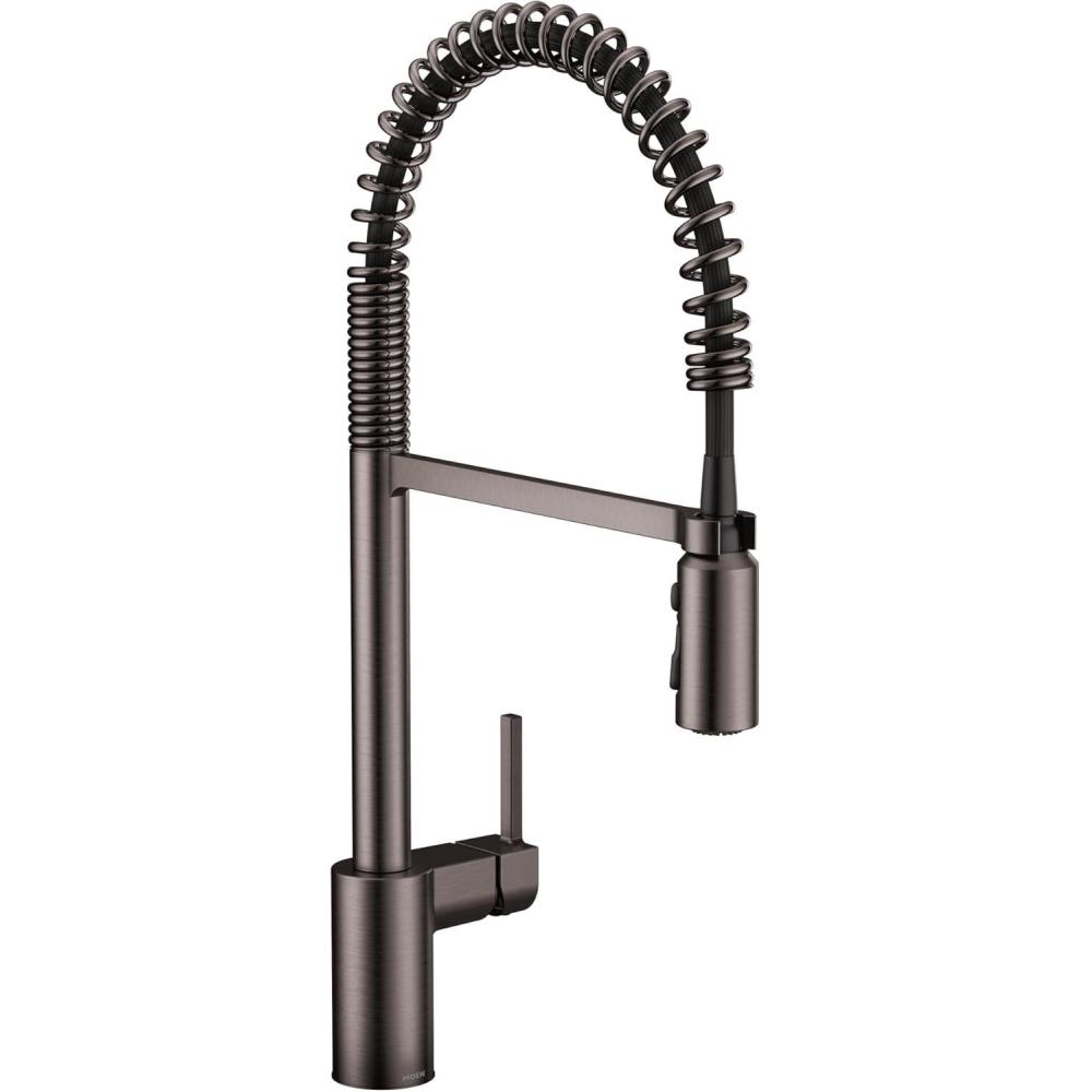 image:imageMoen Align Chrome OneHandle Modern Kitchen Pulldown Faucet with Reflex Docking System and Power Clean Spray Technology 7565Black Stainless