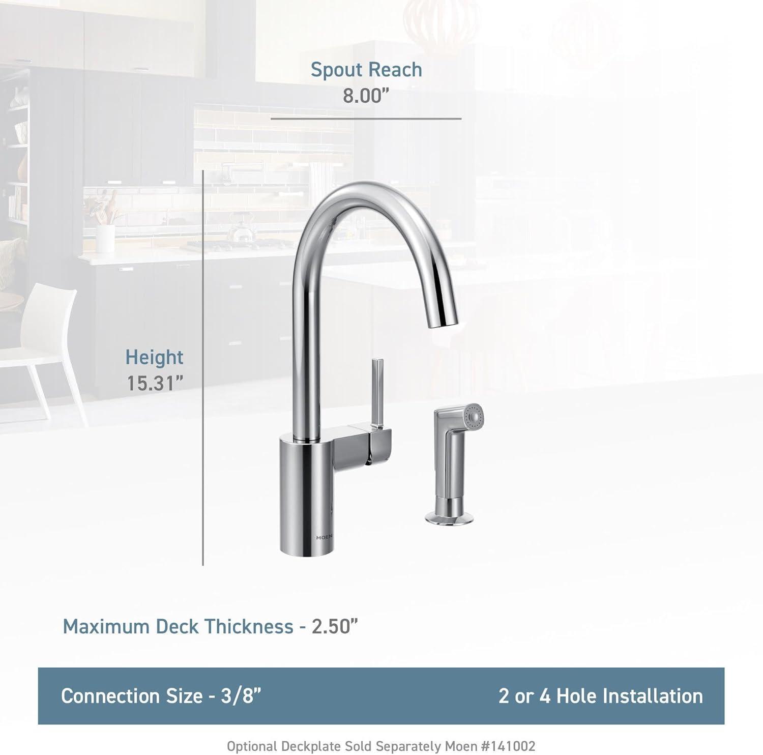 image:imageMoen 7165 Align OneHandle HighArc Modern Kitchen Faucet with Side Spray ChromeChrome