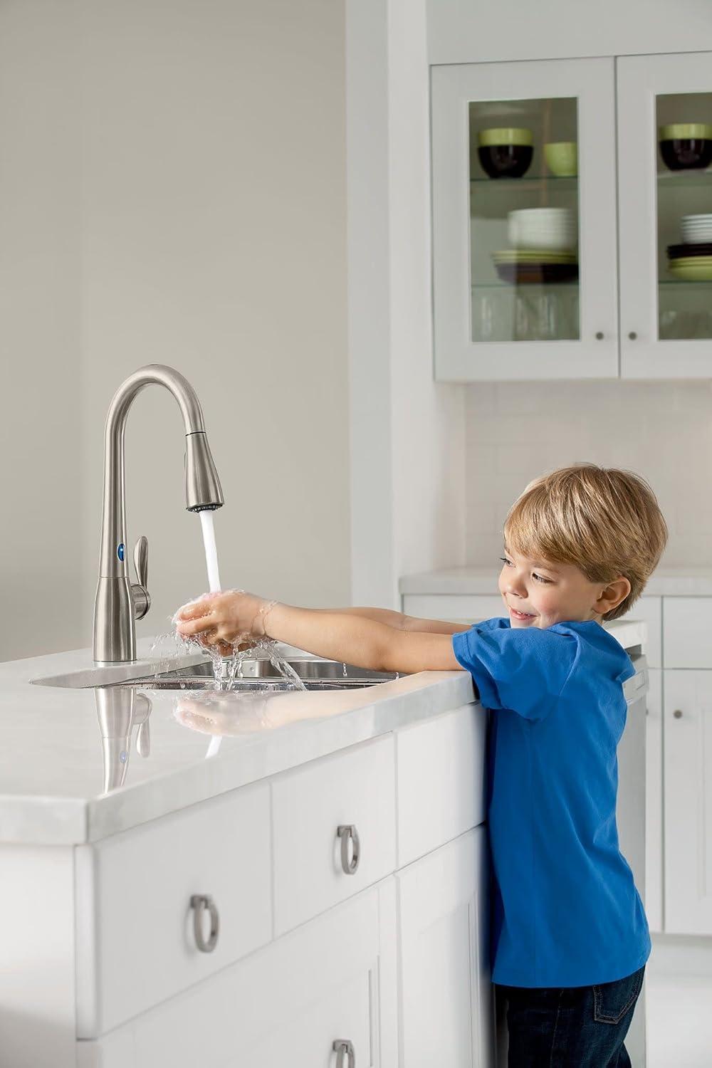 image:imageMoen Arbor Spot Resist Stainless Motionsense TwoSensor Touchless Kitchen Faucet Featuring Power Clean OneHandle Kitchen Sink Faucets with Pull Down Spray Head 7594ESRSStainless
