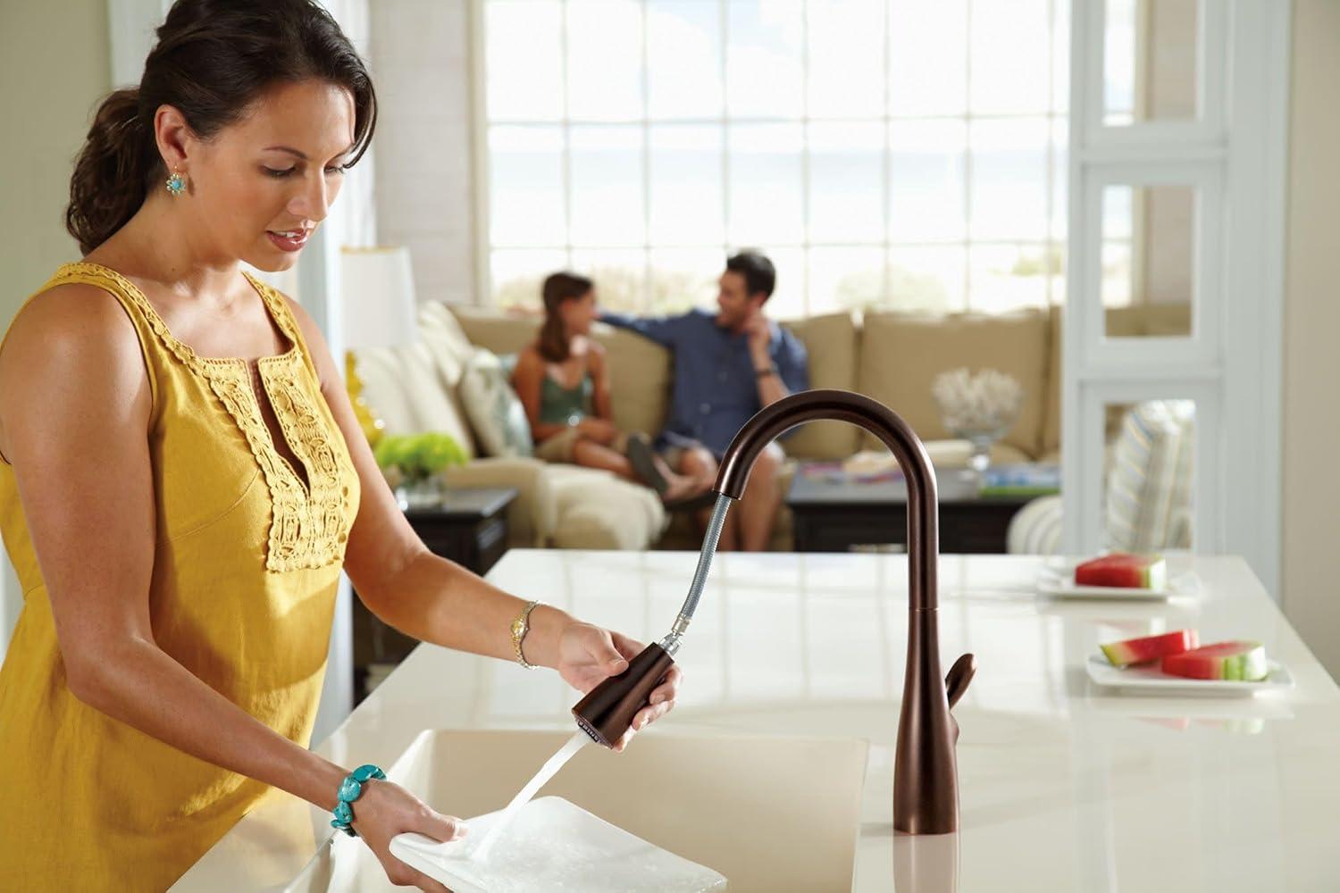 image:imageMoen Arbor Spot Resist Stainless Motionsense TwoSensor Touchless Kitchen Faucet Featuring Power Clean OneHandle Kitchen Sink Faucets with Pull Down Spray Head 7594ESRSOil Rubbed Bronze