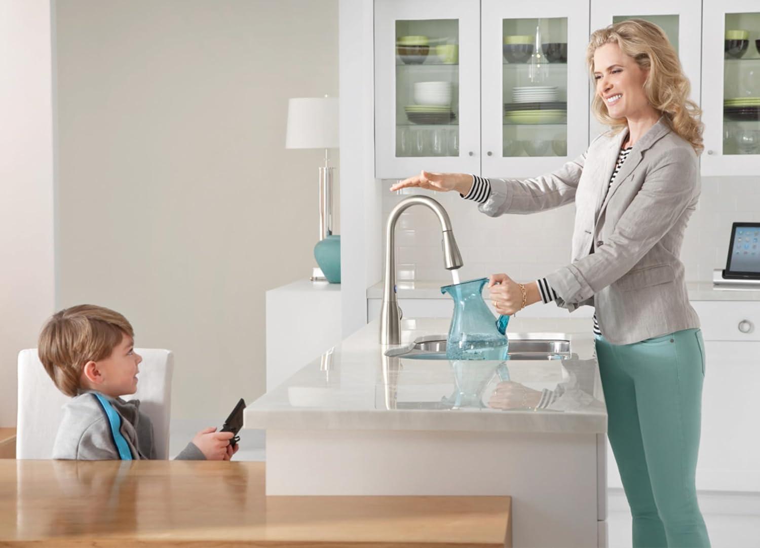 image:imageMoen Arbor Spot Resist Stainless Motionsense TwoSensor Touchless Kitchen Faucet Featuring Power Clean OneHandle Kitchen Sink Faucets with Pull Down Spray Head 7594ESRSStainless