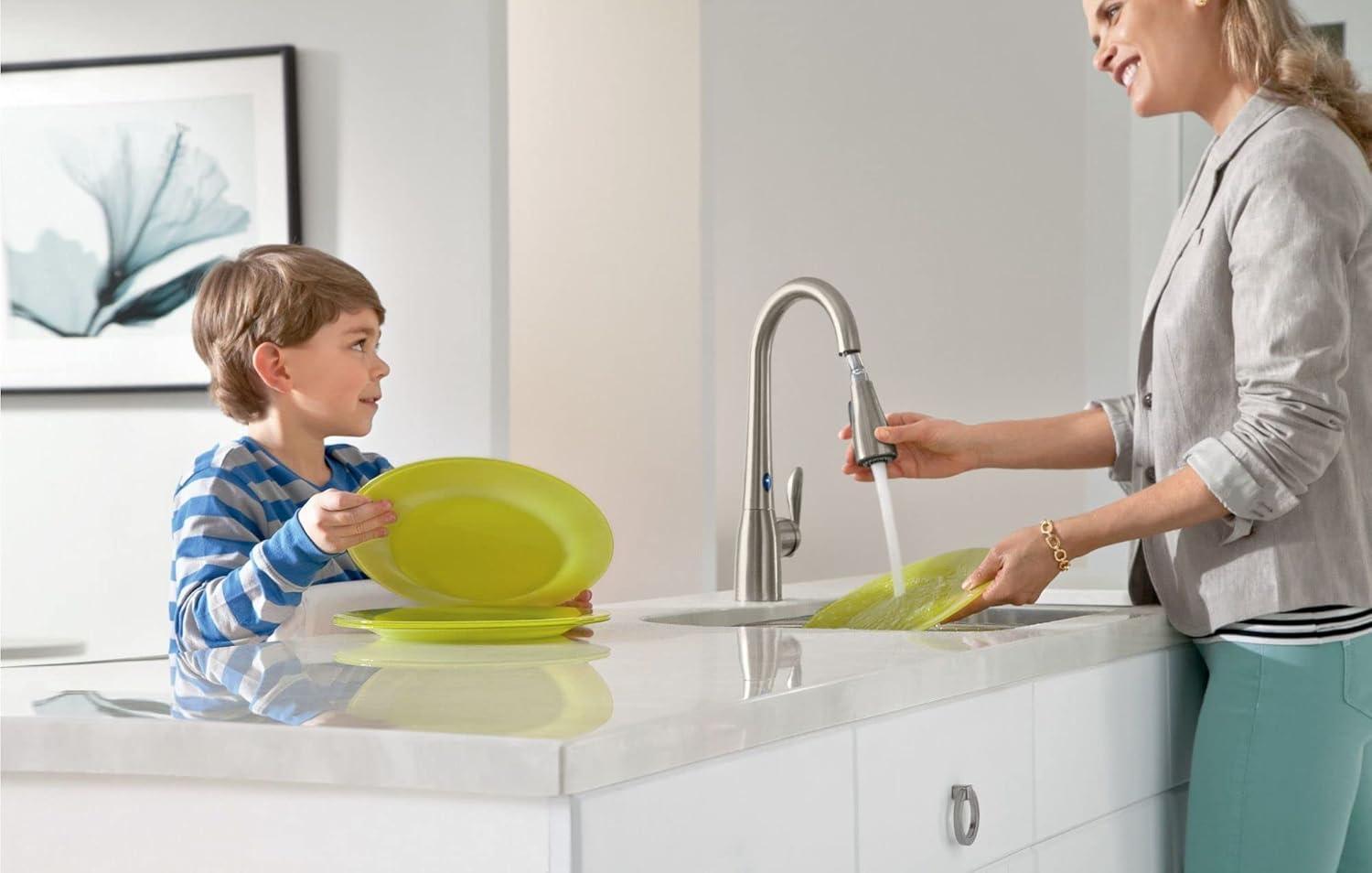 image:imageMoen Arbor Spot Resist Stainless Motionsense TwoSensor Touchless Kitchen Faucet Featuring Power Clean OneHandle Kitchen Sink Faucets with Pull Down Spray Head 7594ESRSChrome