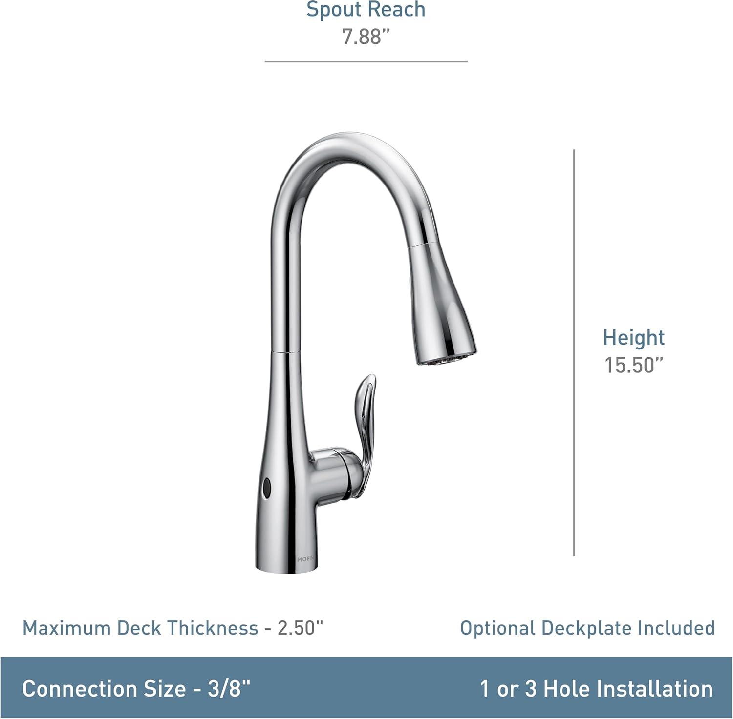 image:imageMoen Arbor Spot Resist Stainless Motionsense TwoSensor Touchless Kitchen Faucet Featuring Power Clean OneHandle Kitchen Sink Faucets with Pull Down Spray Head 7594ESRSChrome