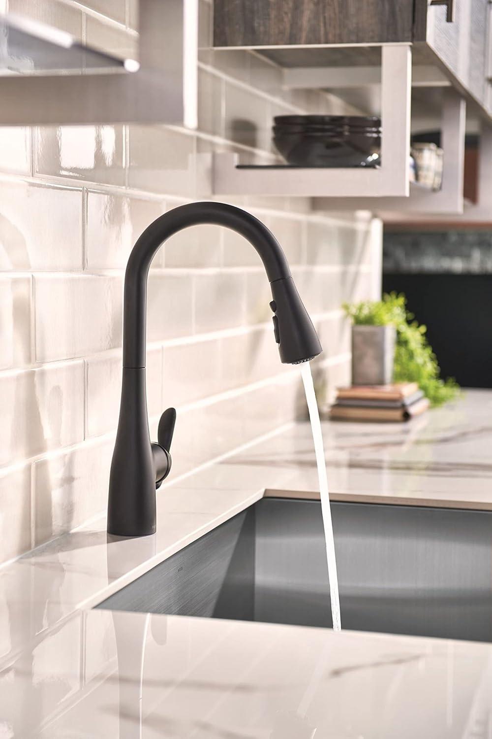 image:imageMoen Arbor Spot Resist Stainless Motionsense TwoSensor Touchless Kitchen Faucet Featuring Power Clean OneHandle Kitchen Sink Faucets with Pull Down Spray Head 7594ESRSMatte Black