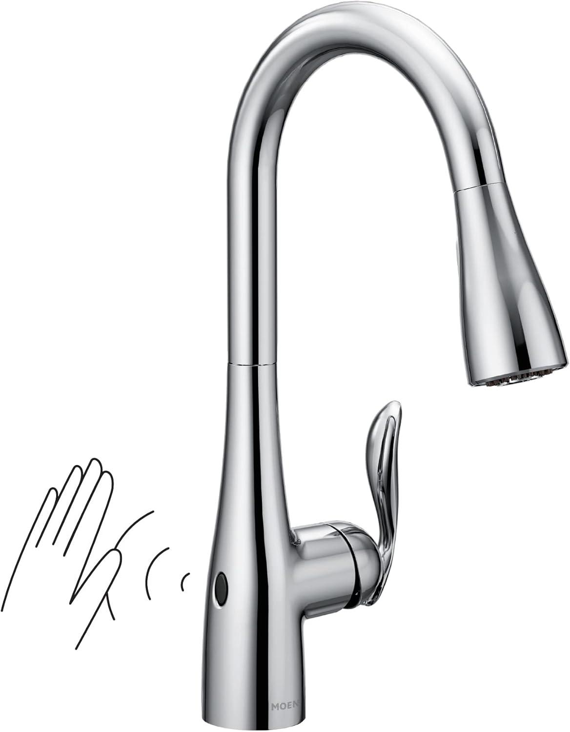 image:imageMoen Arbor Spot Resist Stainless Motionsense TwoSensor Touchless Kitchen Faucet Featuring Power Clean OneHandle Kitchen Sink Faucets with Pull Down Spray Head 7594ESRSChrome