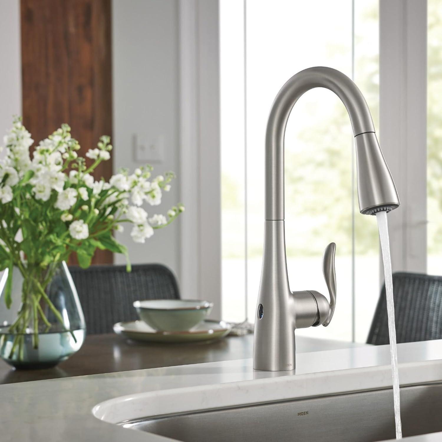 image:imageMoen Arbor Spot Resist Stainless Motionsense TwoSensor Touchless Kitchen Faucet Featuring Power Clean OneHandle Kitchen Sink Faucets with Pull Down Spray Head 7594ESRSStainless