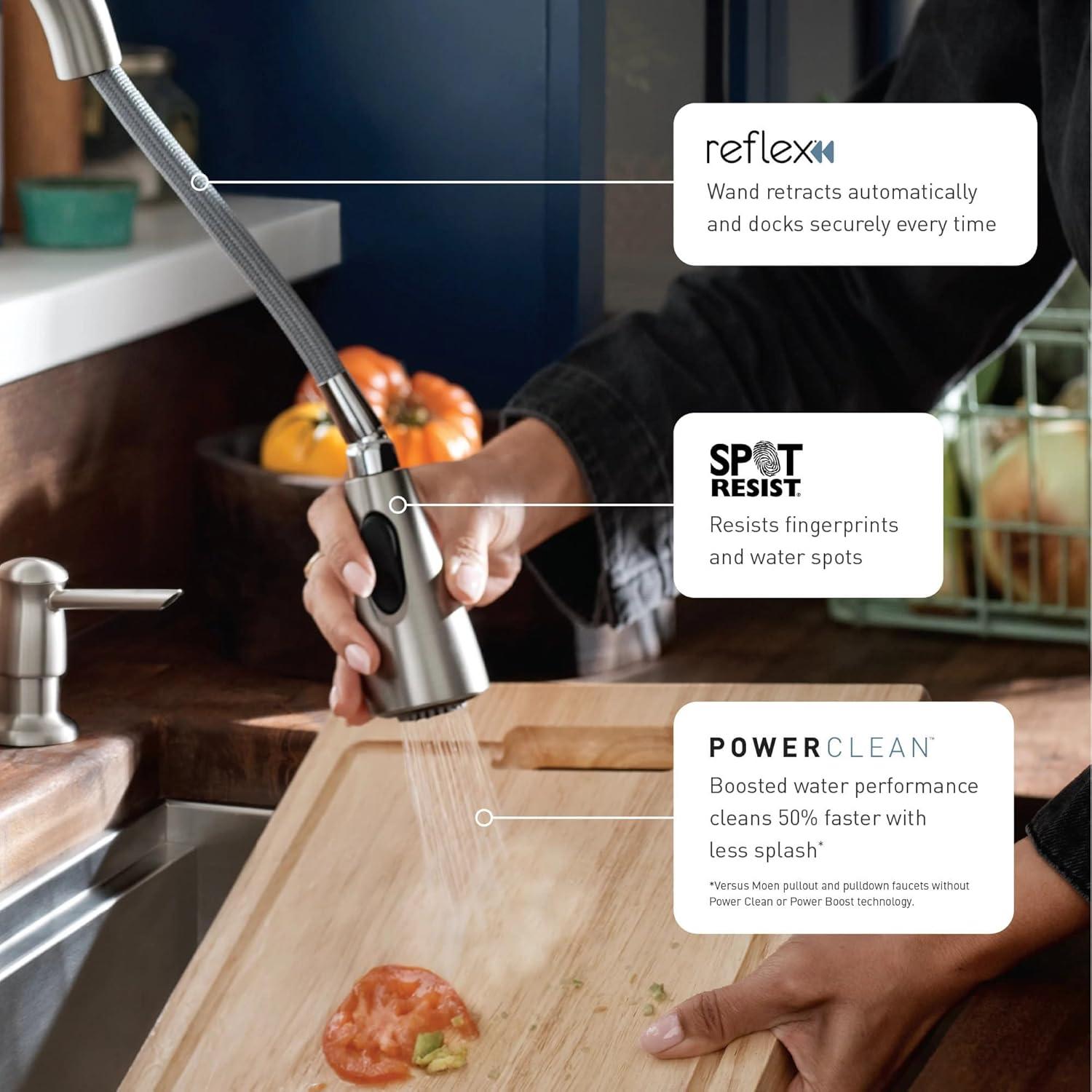 image:imageMoen Arbor Spot Resist Stainless Motionsense TwoSensor Touchless Kitchen Faucet Featuring Power Clean OneHandle Kitchen Sink Faucets with Pull Down Spray Head 7594ESRSStainless