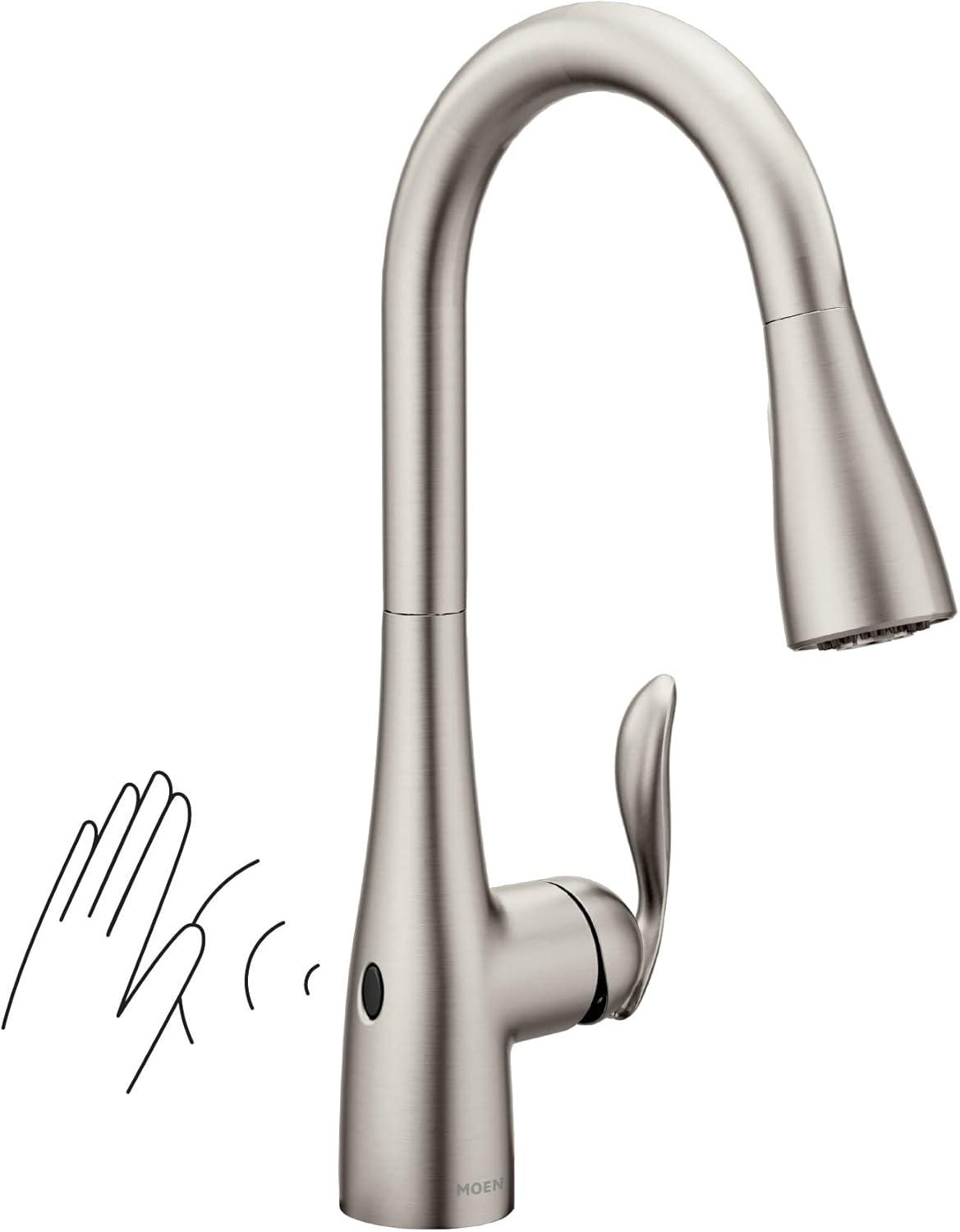 image:imageMoen Arbor Spot Resist Stainless Motionsense TwoSensor Touchless Kitchen Faucet Featuring Power Clean OneHandle Kitchen Sink Faucets with Pull Down Spray Head 7594ESRSStainless