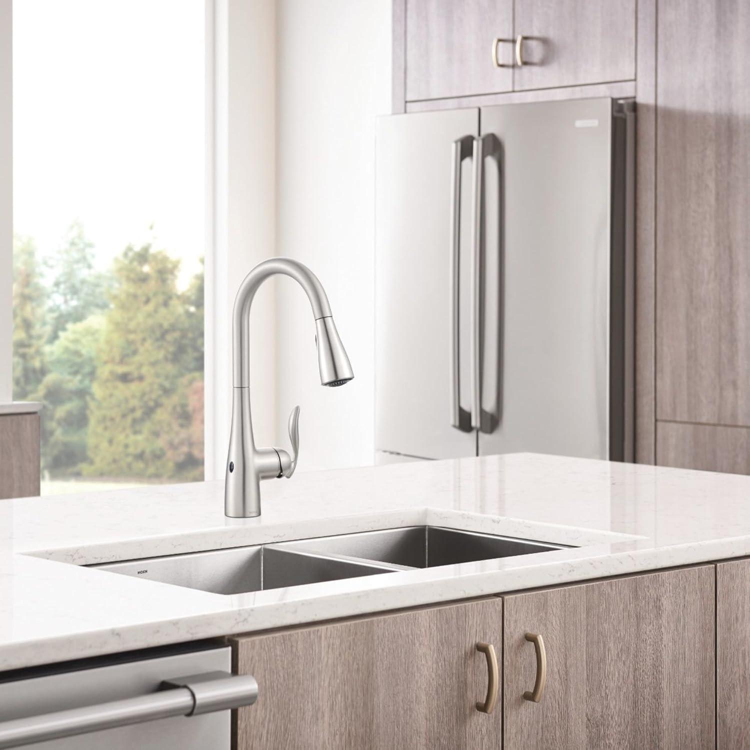 image:imageMoen Arbor Spot Resist Stainless Motionsense TwoSensor Touchless Kitchen Faucet Featuring Power Clean OneHandle Kitchen Sink Faucets with Pull Down Spray Head 7594ESRSStainless
