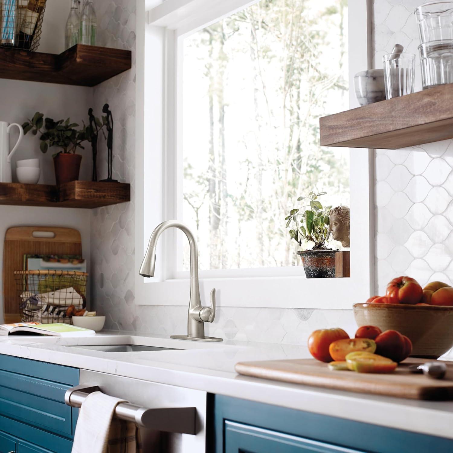 image:imageMoen Arbor Spot Resist Stainless Motionsense TwoSensor Touchless Kitchen Faucet Featuring Power Clean OneHandle Kitchen Sink Faucets with Pull Down Spray Head 7594ESRSStainless
