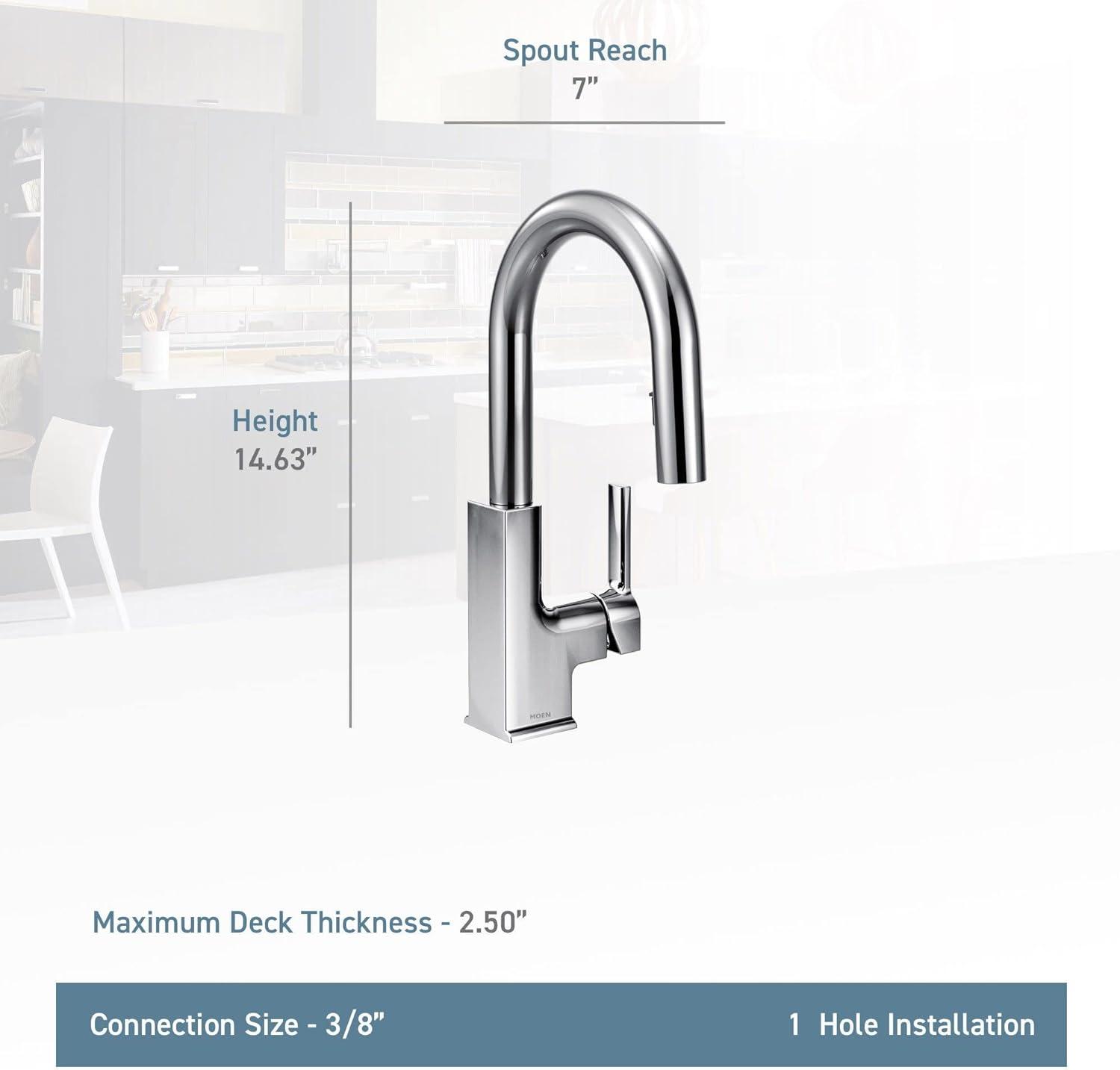 image:imageMoen S62308BG STo OneHandle High Arc Pulldown Modern Bar Faucet with Power Clean Brushed GoldBrushed Gold