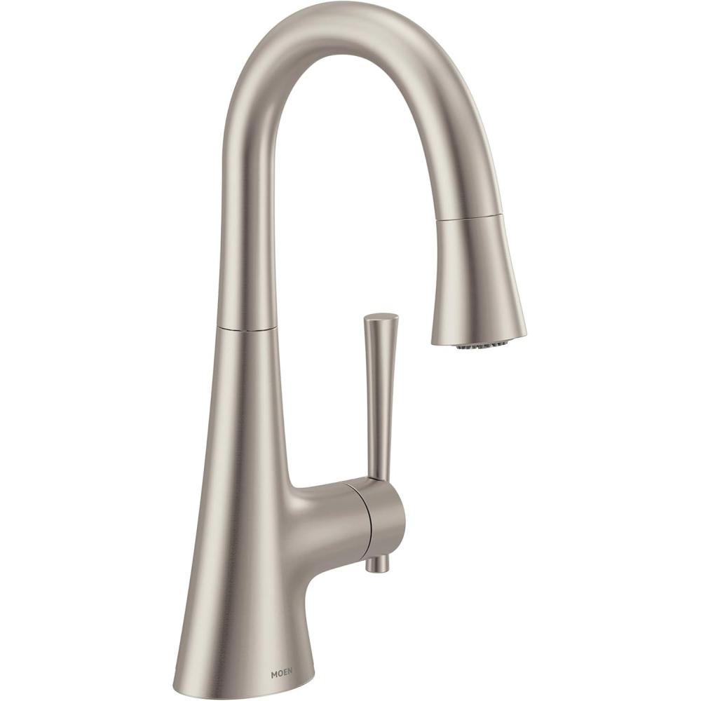 image:imageMoen 6126BL Kurv Collection OneHandle Pulldown Bar Faucet with Power Clean Featuring Reflex Matte BlackStainless
