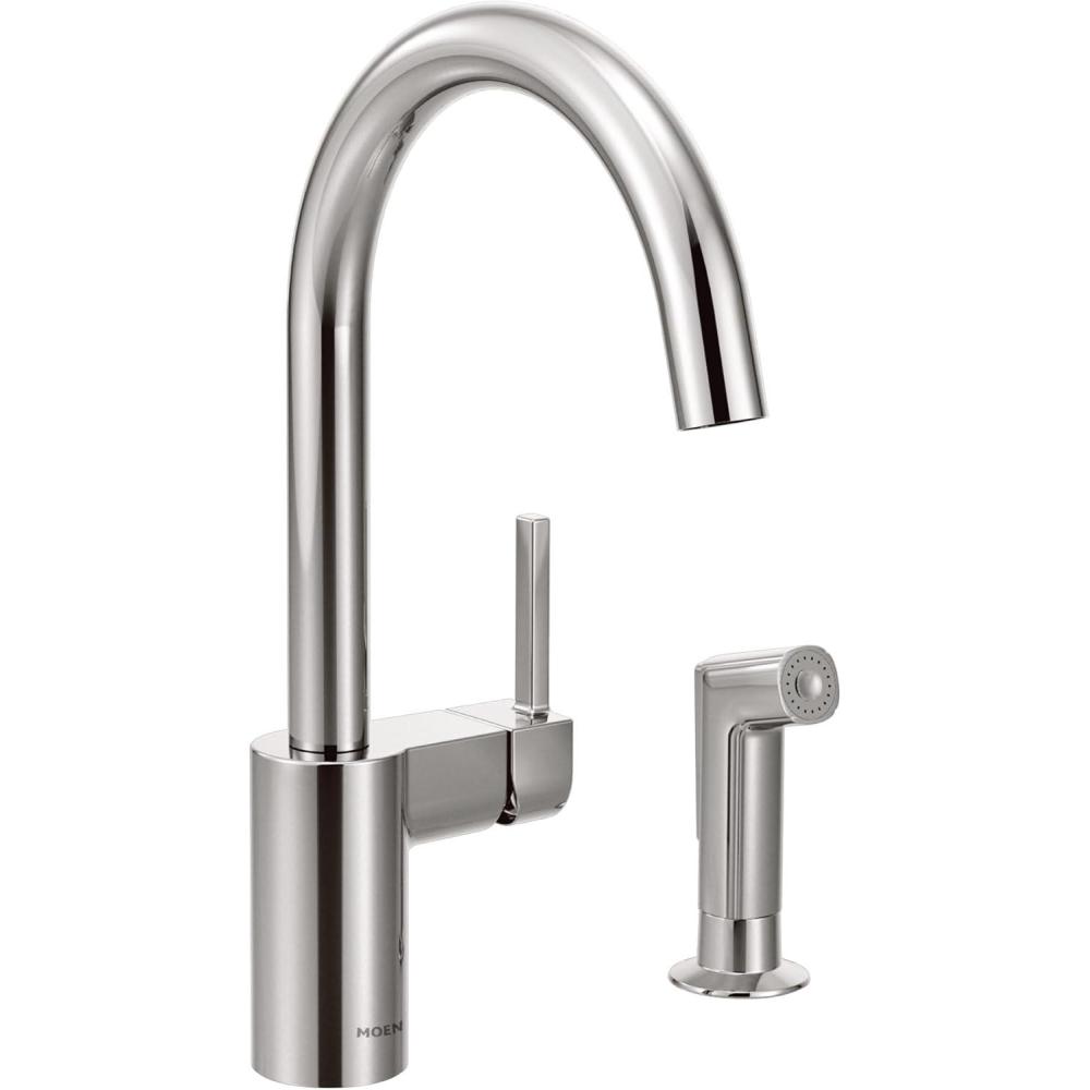 image:imageMoen 7165 Align OneHandle HighArc Modern Kitchen Faucet with Side Spray ChromeChrome