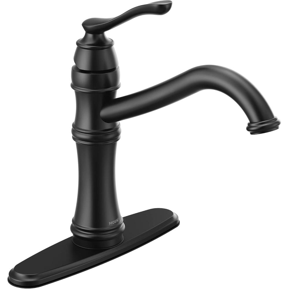 image:imageMoen 7240ORB Belfield Traditional One Handle High Arc Kitchen Faucet with Optional Deckplate Included Oil Rubbed BronzeMatte Black