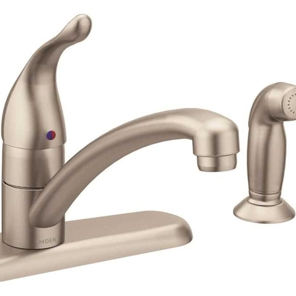 image:imageMoen 7430SRS Chateau OneHandle LowArc Kitchen Faucet with Side Sprayer Spot Resist Stainless