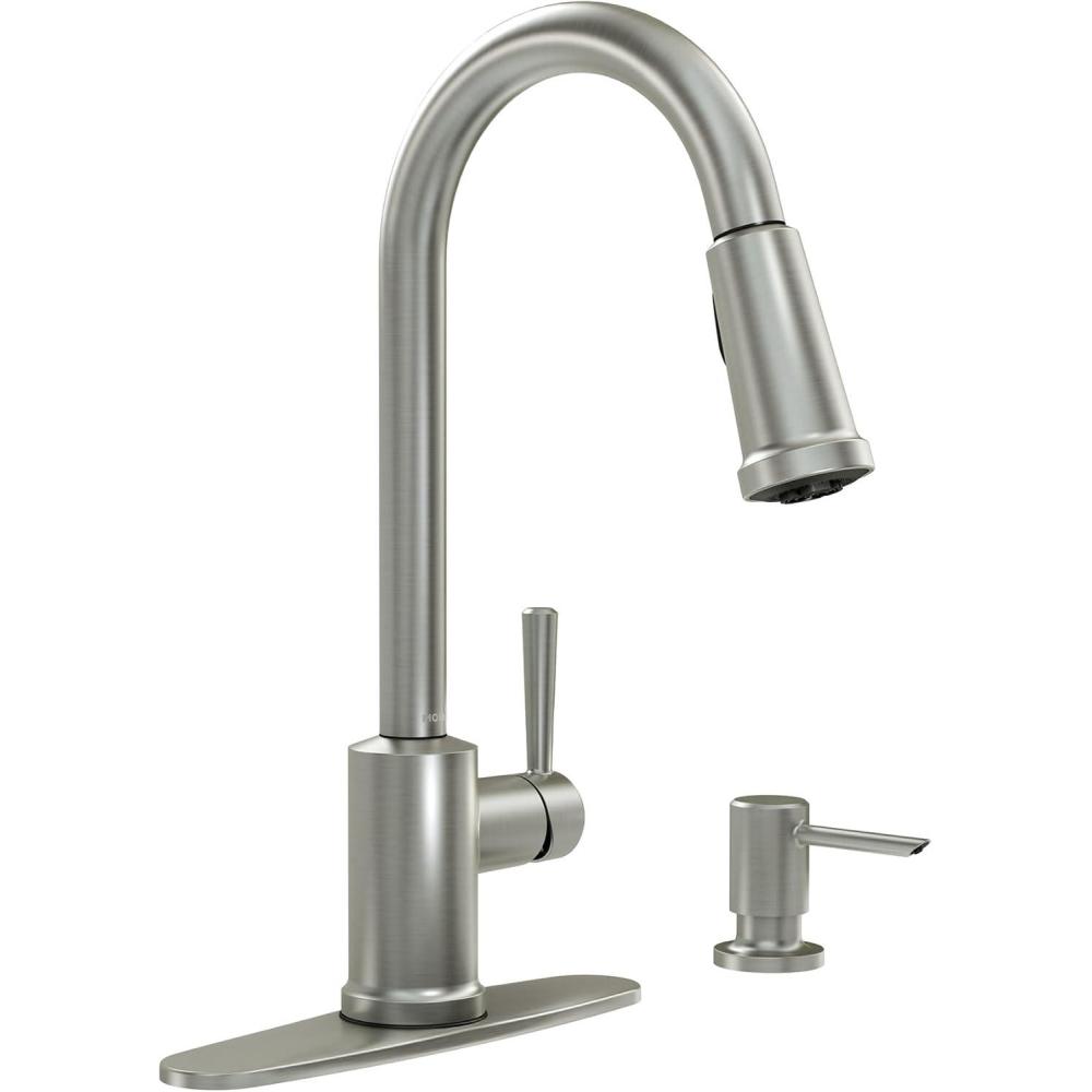 image:imageMoen 87090MSRS Indi 1 Handle PullDown Kitchen Faucet Spot Resistant Stainless Microban
