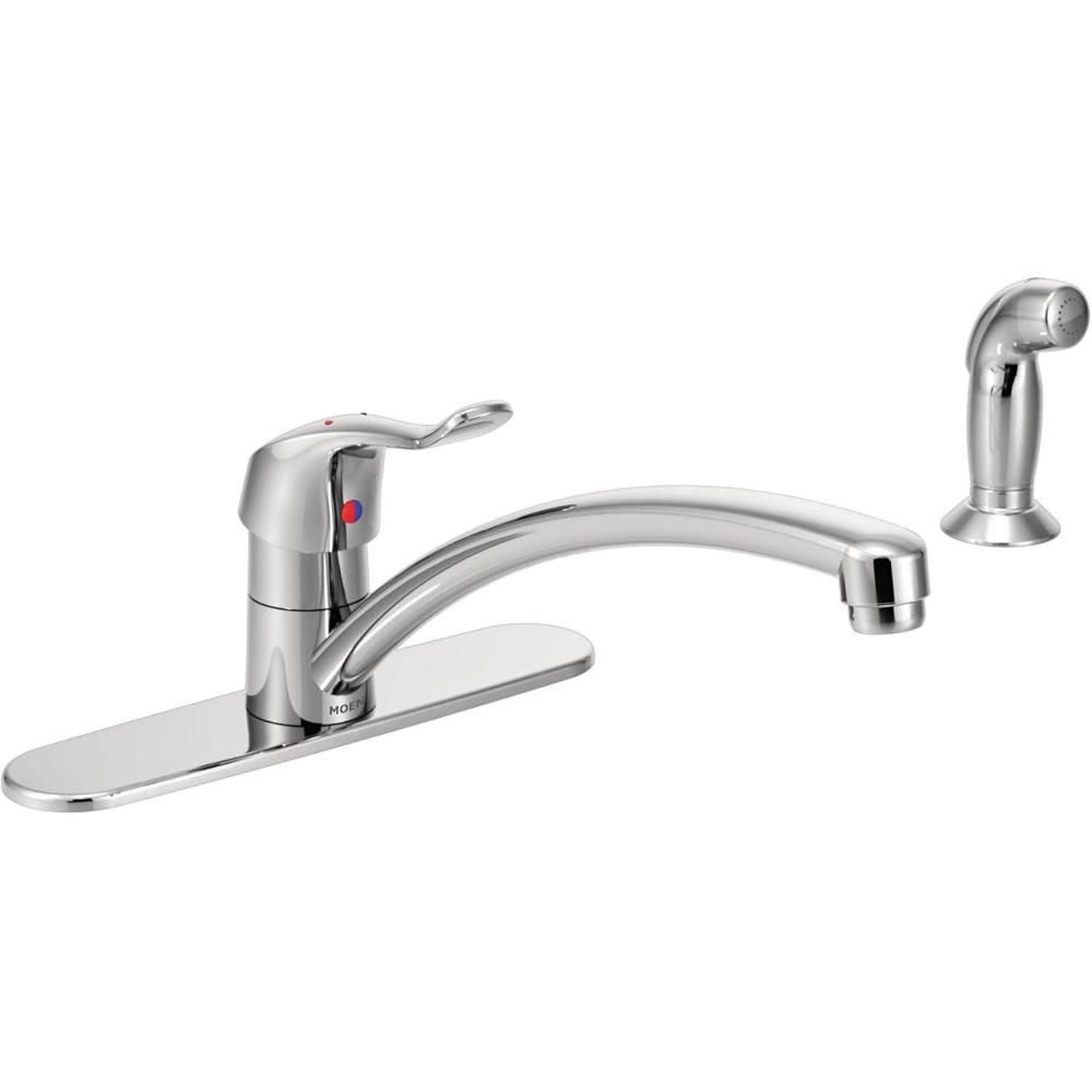 image:imageMoen 8717 Commercial MDura SingleMount Kitchen Faucet with 12Inch Spout Reach and Side Spray 15gpm Chrome