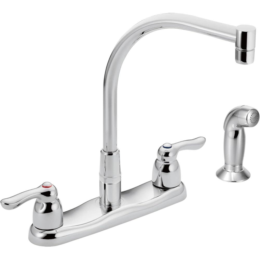 image:imageMoen 8792 Commercial TwoHandle MBition Kitchen Faucet with Side Spray Chrome