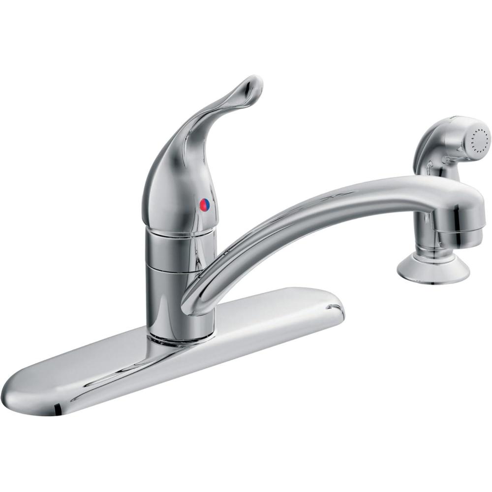 image:imageMoen Chateau Chrome Single Handle 4Hole Kitchen Faucet with Protege Side Spray 67430Chrome