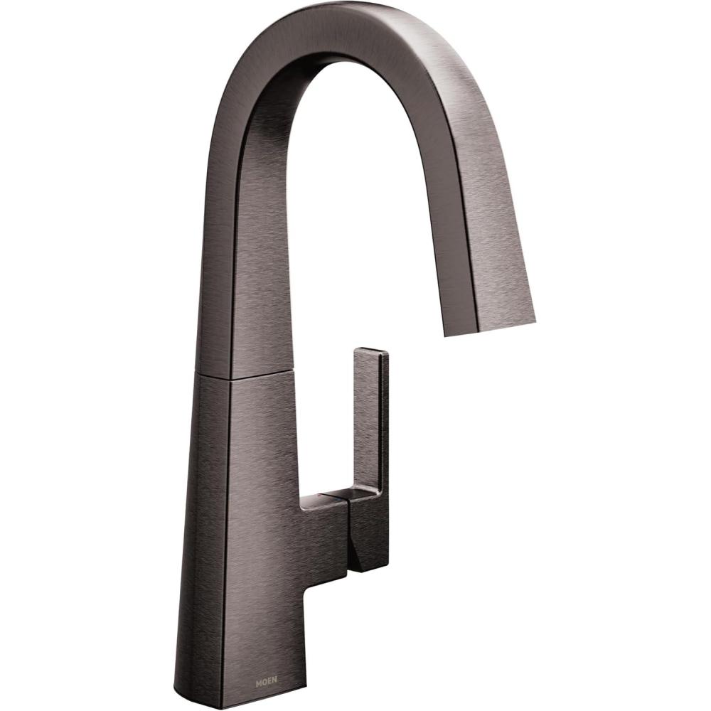 image:imageMoen Nio Spot Resist Stainless OneHandle Bar Faucet Includes Secondary Finish Handle Option S55005SRSBlack Stainless