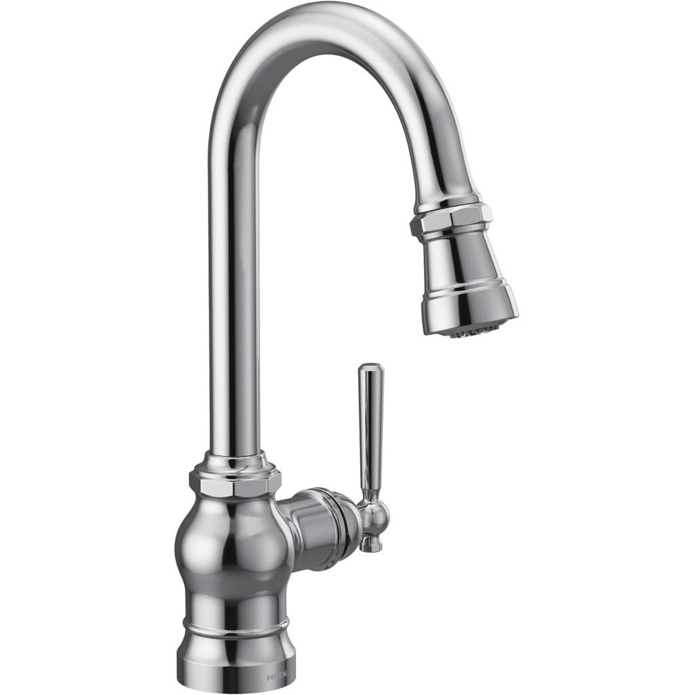image:imageMoen S52003BL Paterson OneHandle Pulldown Bar Faucet with Power Clean Includes Interchangeable Handle Matte BlackChrome