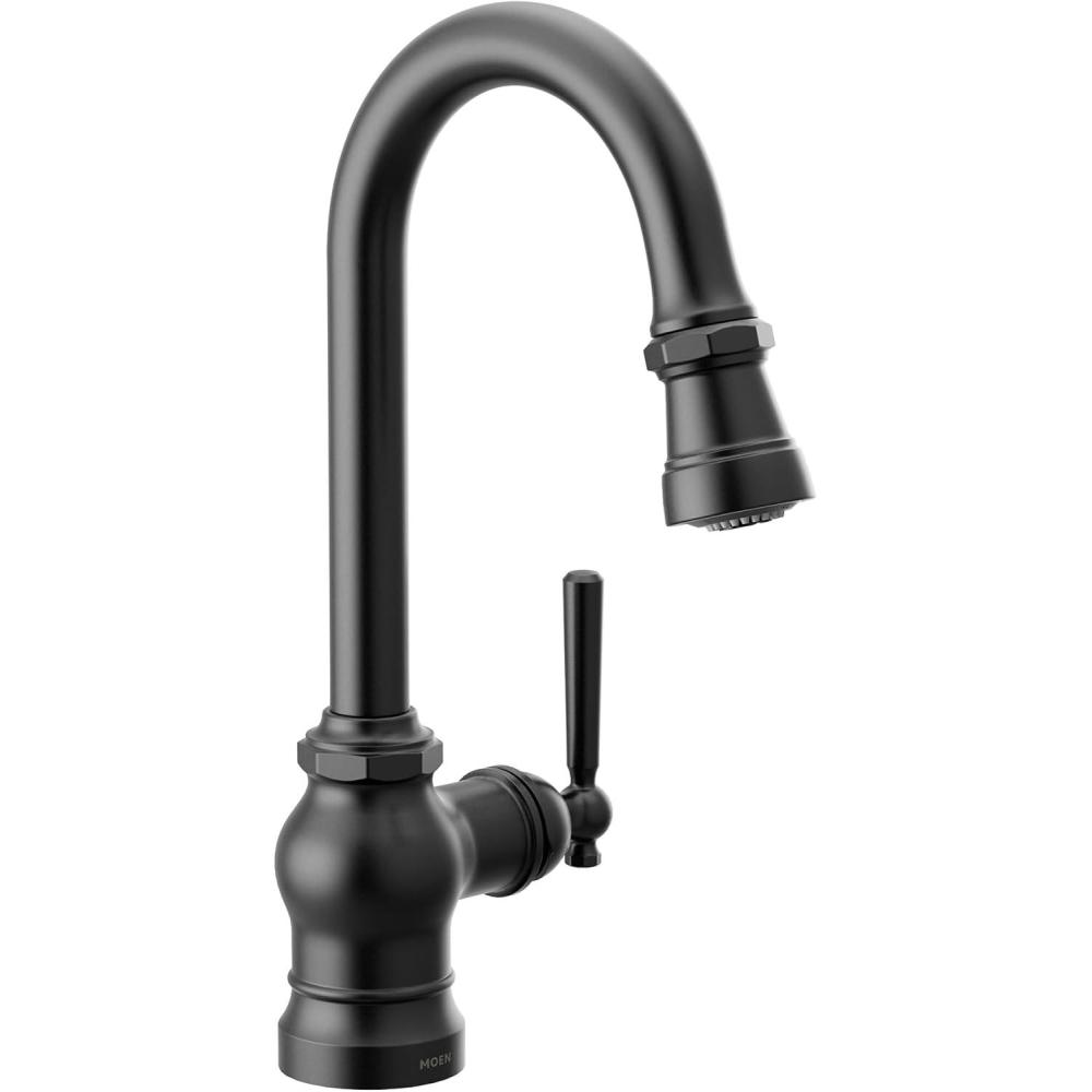 image:imageMoen S52003BL Paterson OneHandle Pulldown Bar Faucet with Power Clean Includes Interchangeable Handle Matte BlackMatte Black