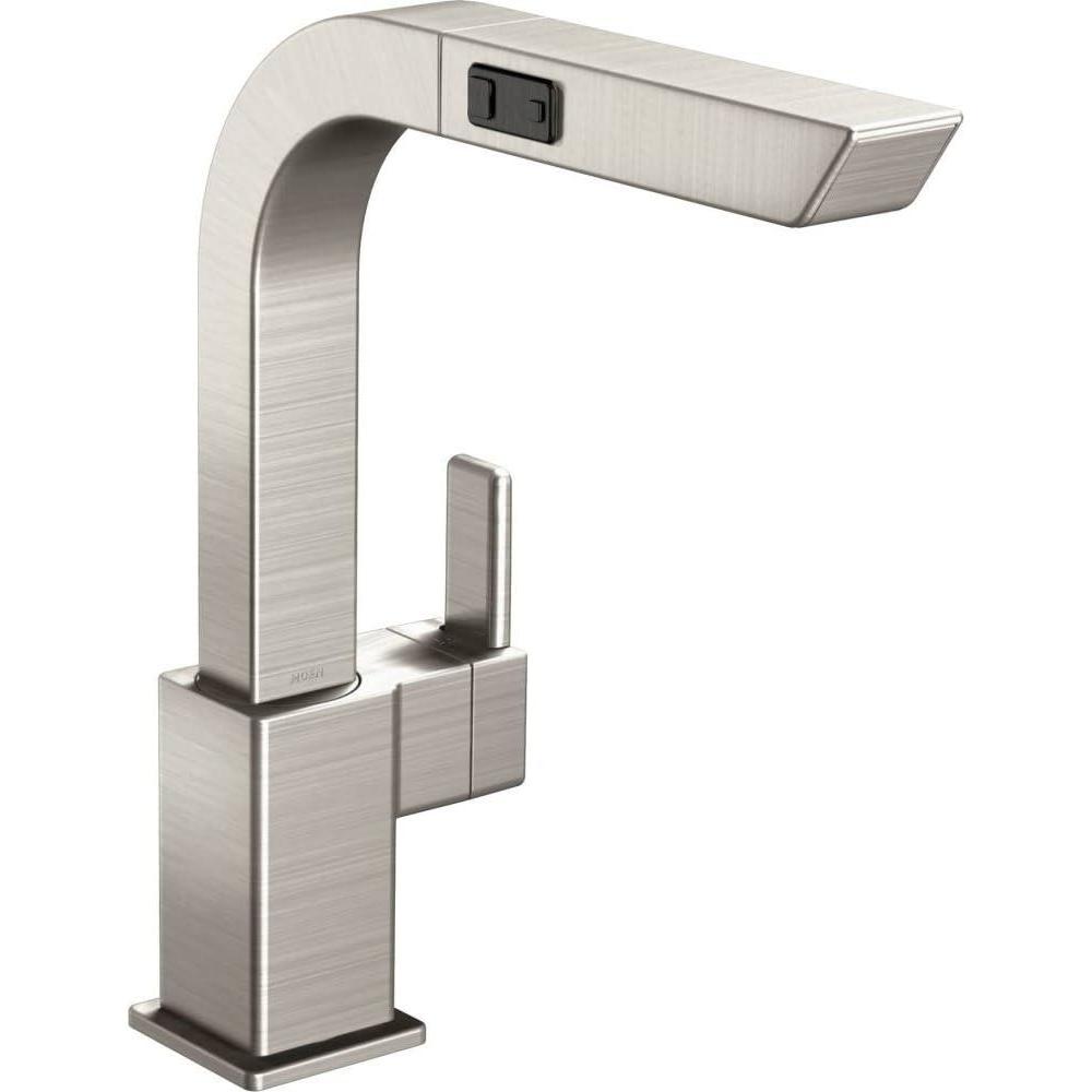 image:imageMoen S7597SRS 90Degree OneHandle High Arc Pullout Modern Kitchen Faucet Spot Resist StainlessSpot Resist Stainless