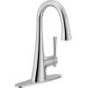 Moen 6126BL Kurv Collection One-Handle Pulldown Bar Faucet with Power Clean Featuring Reflex, Matte Black(Chrome)