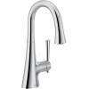 Moen 6126BL Kurv Collection One-Handle Pulldown Bar Faucet with Power Clean Featuring Reflex, Matte Black(Chrome)