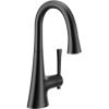 Moen 6126BL Kurv Collection One-Handle Pulldown Bar Faucet with Power Clean Featuring Reflex, Matte Black(Matte Black)