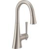 Moen 6126BL Kurv Collection One-Handle Pulldown Bar Faucet with Power Clean Featuring Reflex, Matte Black(Stainless)