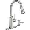 Moen 87731SRS Glenshire One-Handle High Arc Pulldown Kitchen Faucet with Soap Dispenser, Spot Resist Stainless